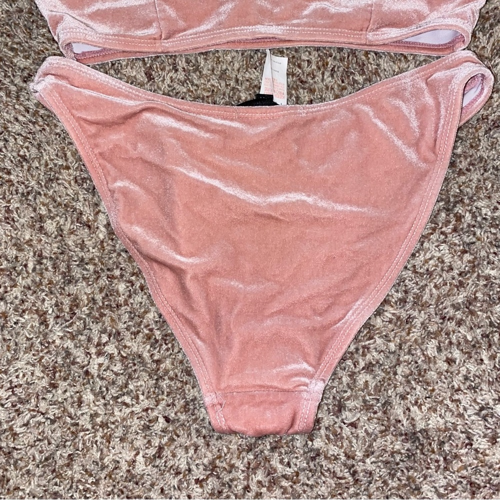 two piece swimsuit pink velvet - Picture 3 of 6